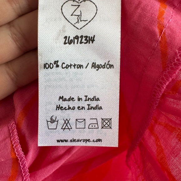 Z + L Bright Floral Made In India Cotton Crochet Detail Dress Size Large - Picture 9 of 11